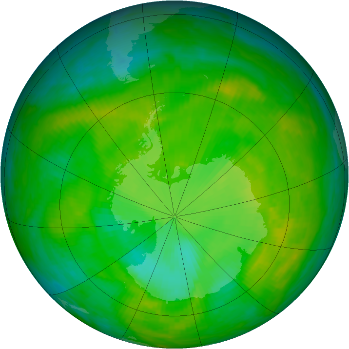 Antarctic ozone map for 06 December 1983
